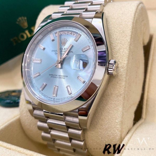 Rolex Day-Date 228206 Ice Blue Dial Platinum 40MM Mens Replica Watch - Image 3