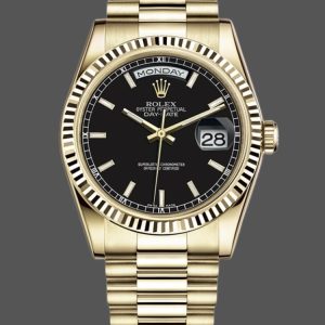 Rolex Day Date 118238 Black Dial Stainless Steel 36mm Mens Replica Watch