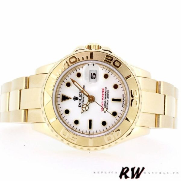 Rolex Yacht Master 169628 Yellow Gold White Dial 29MM Lady Replica Watch - Image 4