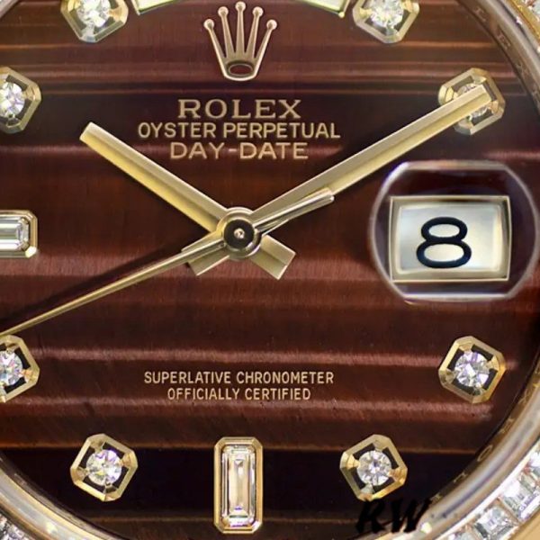 Rolex Day-Date 118398 Bulls Eye Brown Diamond Dial 36MM Unisex Replica Watch - Image 4