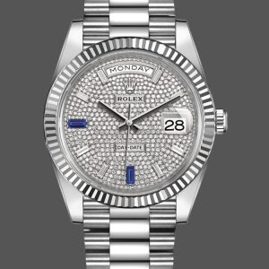 Rolex Day-Date 228239 Diamond Paved Dial Fluted Bezel 40mm Mens Replica Watch