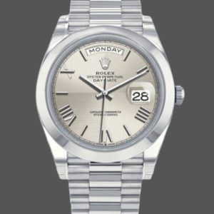 Rolex Day-Date 228206 Silver Roman Numeral Dial Platinum 40MM Mens Replica Watch
