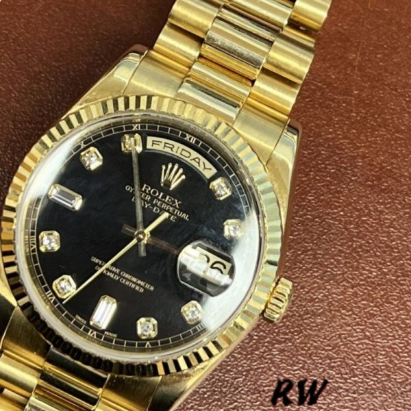 Rolex Day Date 118238 Black Diamond Dial 36mm Mens Replica Watch - Image 3