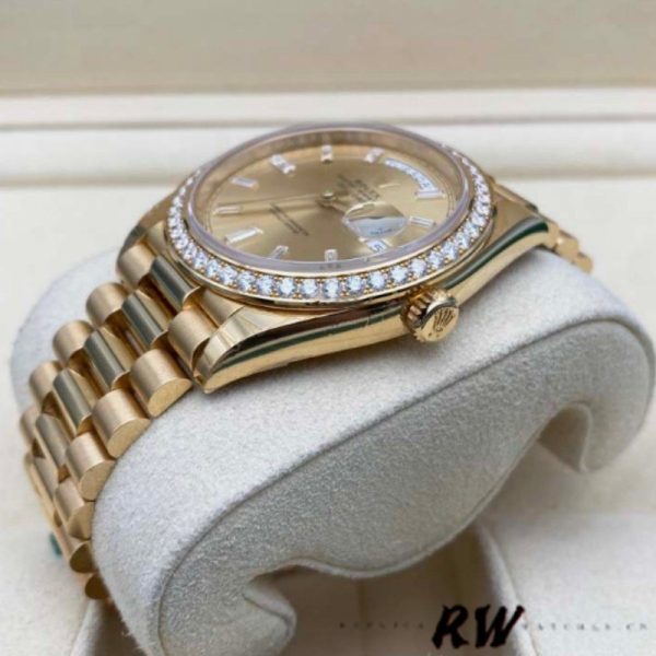 Rolex Day-Date 128348RBR Champagne Index Dial Yellow Gold 36MM Unisex Replica Watch - Image 3