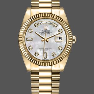 Rolex Day-Date 128238 Fluted Bezel White Mother of Pearl Dial 36MM Unisex Replica Watch