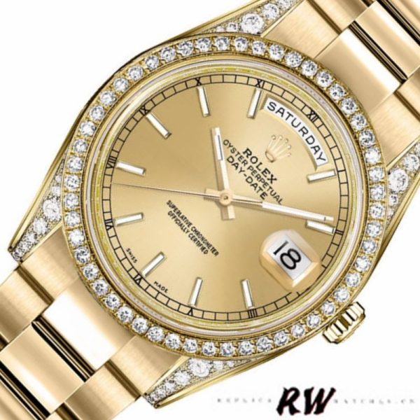 Rolex Day-Date 118388 Champagne Index Dial 36MM Unisex Replica Watch - Image 3