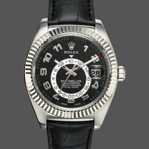 Rolex Sky-Dweller 326139 Black Dial Leather Strap 42MM Mens Replica Watch