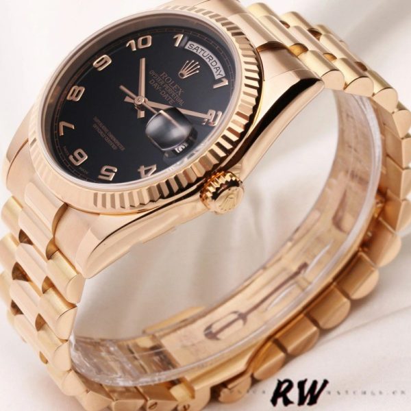 Rolex Day-Date 118235 Rose Gold Black Arabic Dial 36mm Unisex Replica Watch - Image 3