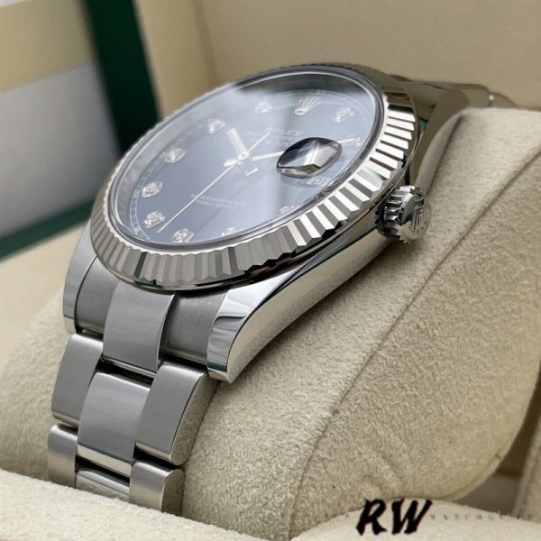 Rolex Datejust 126334 Fluted Bezel Blue Diamond Dial 41MM Mens Replica Watch - Image 3