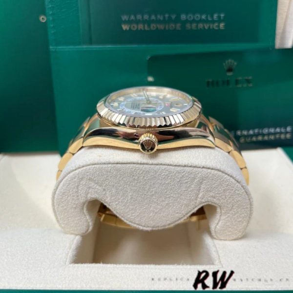 Rolex Sky-Dweller 326938 Yellow Gold White Dial 42mm Mens Replica Watch - Image 3