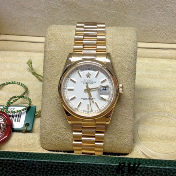 Rolex Day-Date 118208 White Dial 36mm Unisex Replica Watch - Image 2