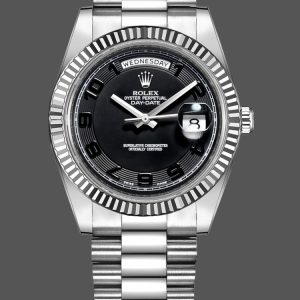 Rolex Day-Date 218239 Concentric Circle Black Dial White Gold 41MM Mens Replica Watch