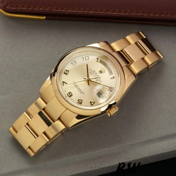 Rolex Day-Date 118208 champagne dial Arabic Numeral Hour Markers 36mm Unisex Replica Watch - Image 4
