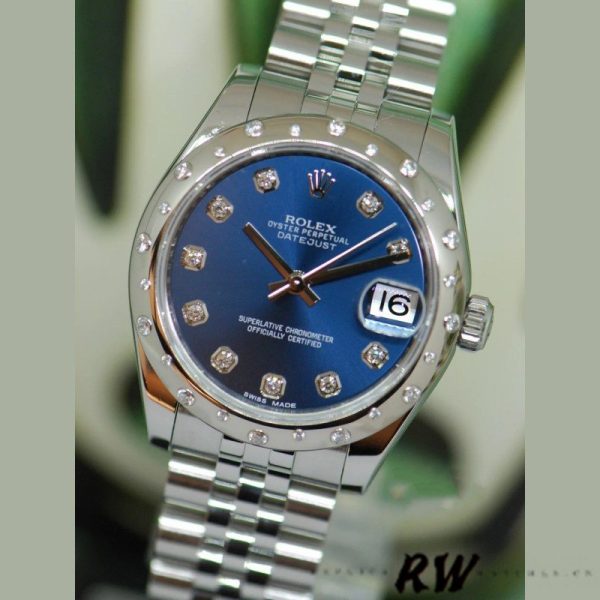 Rolex Datejust 178344 Blue Diamond Dial Jubilee Bracelet 31MM Lady Replica Watch - Image 2