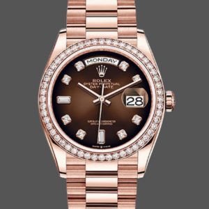 Rolex Day-Date 128345RBR Brown Ombre Dial Everose Gold 36MM Unisex Replica Watch