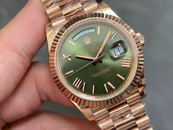 Rolex Day Date 40 18k Everose Gold Olive Green Dial m228235 0025 40mm - Image 4