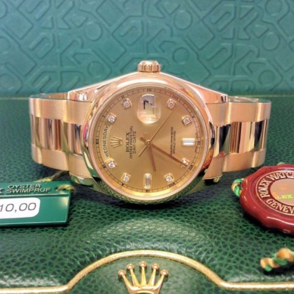 Rolex Day-Date 118208 Champagne Diamond Dial 36mm Unisex Replica Watch - Image 3