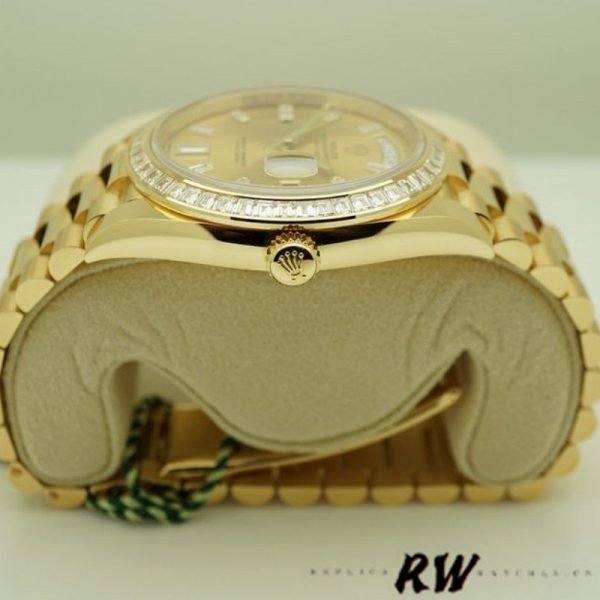 Rolex Day-Date 228398TBR Champagne Diamond Dial Diamond Bezel 40mm Mens Replica Watch - Image 3