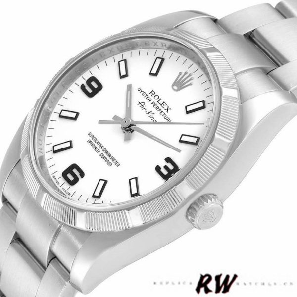 Rolex Oyster Perpetual air-king 114210 White Dial 34mm Unisex replica watch - Image 4