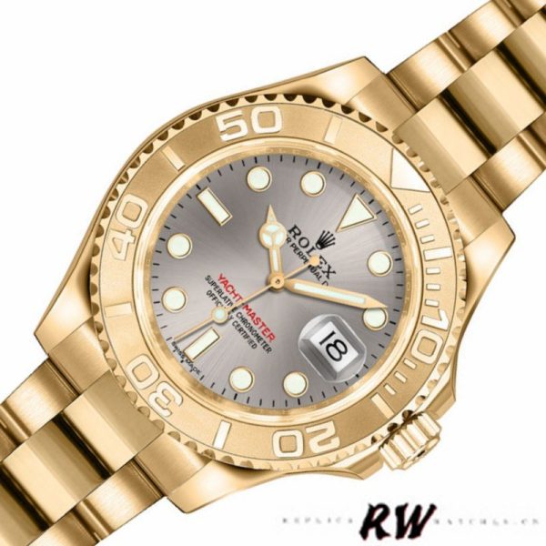 Rolex Yacht Master 169628 Yellow Gold Grey Dial 29MM Lady Replica Watch - Image 2