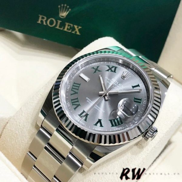 Rolex Datejust 126334 Fluted Bezel Grey Wimbledon Dial 41MM Mens Replica Watch - Image 2