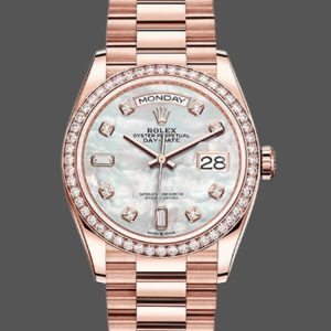 Rolex Day-Date 128345RBR Mother of Pearl White Dial Everose Gold 36MM Unisex Replica Watch