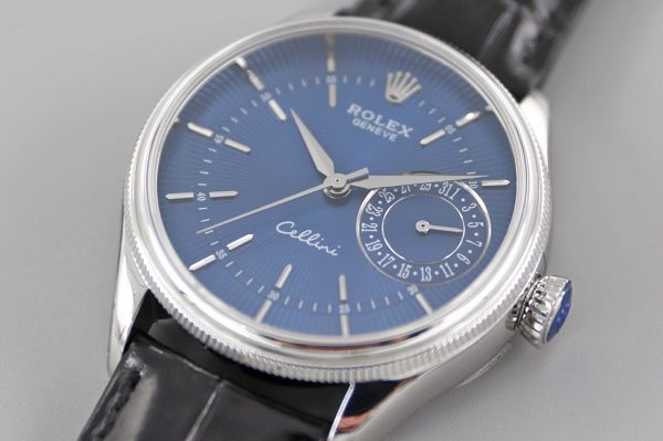 Rolex Cellini Date 50519 Blue Dial Blue Leather Strap 39MM Mens Replica Watch - Image 4