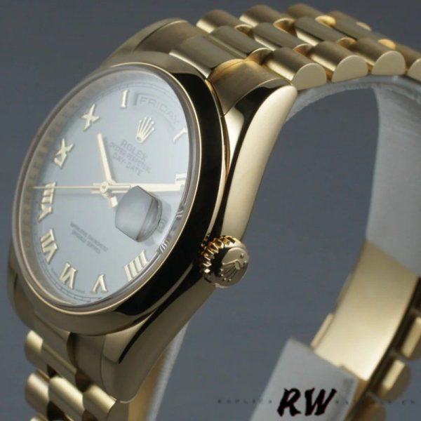 Rolex Day-Date 118208 White Roman Dial Roman Numerals 36mm Unisex Replica Watch - Image 4