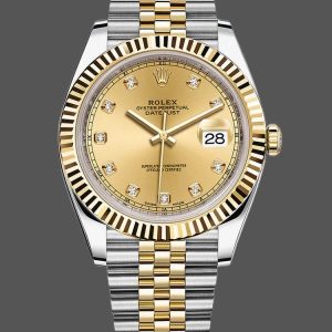 2022 Rolex Datejust Champagne Diamond Dial Two Tone M126333-0012 41mm Mens Replica Watch