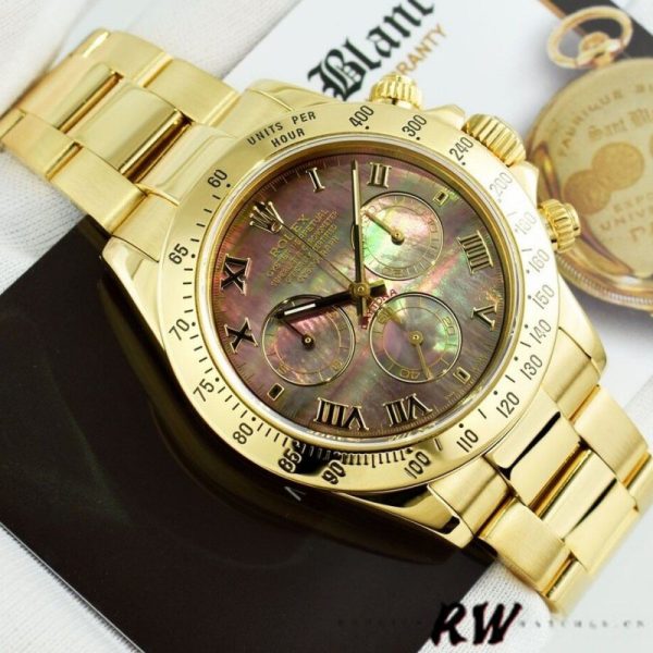 Rolex Cosmograph Daytona 116528 Black MOP Roman Dial 40MM Mens Replica Watch - Image 3
