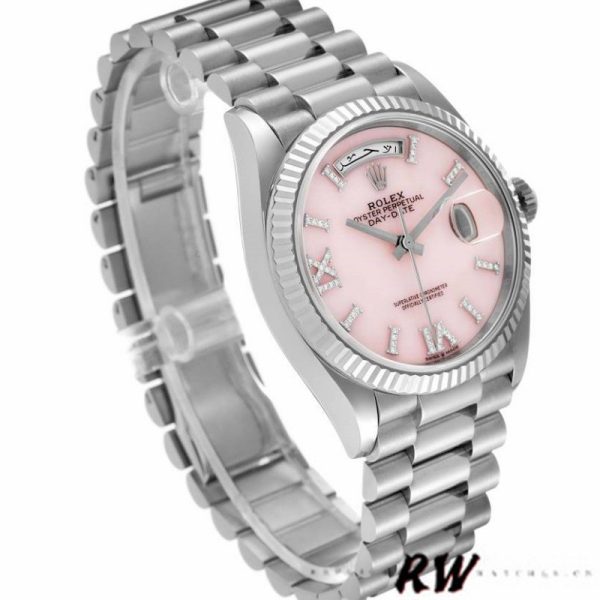 Rolex Day-Date 128239 White Gold Pink Opal Dial 36MM Unisex Replica Watch - Image 2