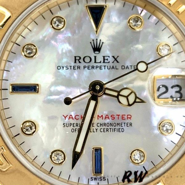 Rolex Yacht Master 168628 White MOP Dial Yellow Gold 35MM Unisex Replica Watch - Image 2