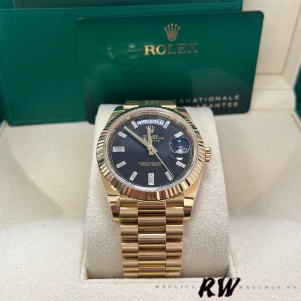 Rolex Day-Date 228238 Black Diamond Dial Fluted Bezel 40mm Mens Replica Watch - Image 2
