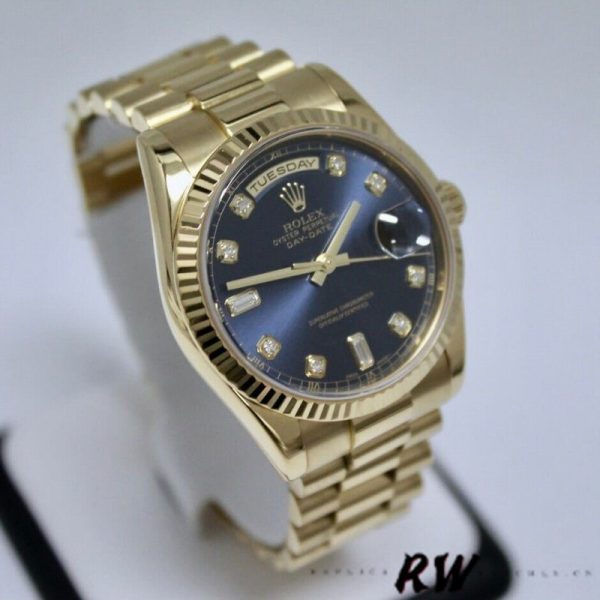 Rolex Day-Date 118238 Blue Diamond Dial Unisex Replica Watch - Image 2
