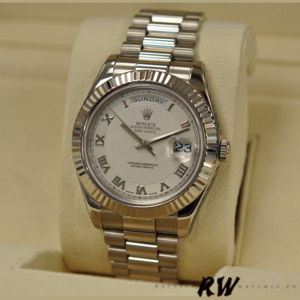 Rolex Day-Date 218239 Ivory Roman Numerals Dial White Gold 41MM Mens Replica Watch - Image 3