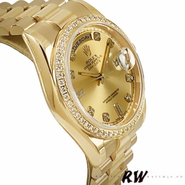 Rolex Day Date 118348 Champagne diamond Dial Yellow Gold 36mm Unisex Replica Watch - Image 2