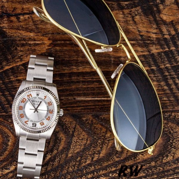 Rolex Oyster Perpetual Air-King 114234 Silver Orange Arabic Dial 34mm Unisex Replica Watch - Image 4