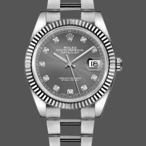Rolex Datejust 126334 Fluted Bezel Dark Rhodium Grey Dial 41MM Mens Replica Watch