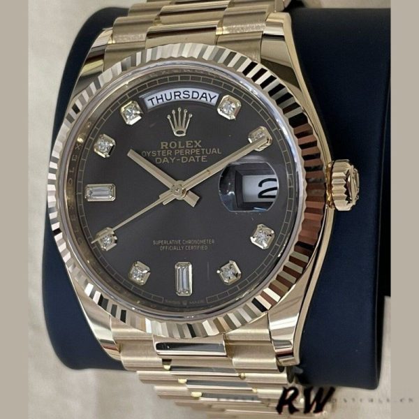 Rolex Day-Date 128238 Fluted Bezel Dark Grey Dial 36MM Unisex Replica Watch - Image 2