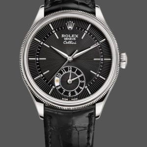 Rolex Cellini Dual Time 50529 Black Guilloche Dial 39mm Mens Replica Watch