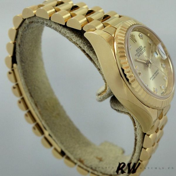 Rolex Datejust 279178 Champagne Diamond Dial Fluted Bezel 28mm Lady Replica Watch - Image 2