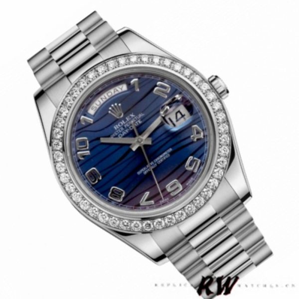 Rolex Day-Date 218349 Wave Blue Dial 41MM Mens Replica Watch - Image 3