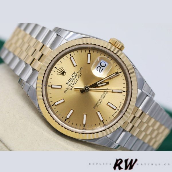 Rolex Datejust 126233 Champagne Index Dial Fluted Bezel 36MM Unisex Replica Watch - Image 3