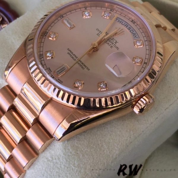 Rolex Day-Date 118235 Pink Diamond Dial 36mm Lady Replica Watch - Image 2