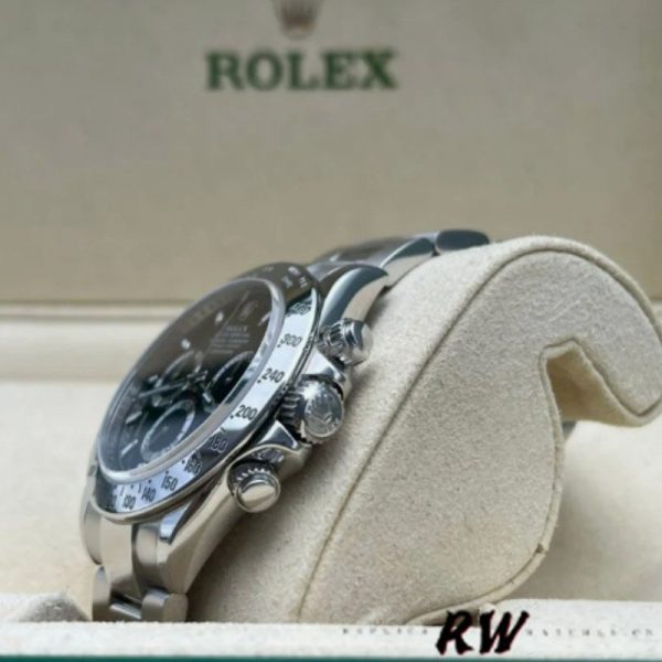 Rolex Daytona 116520 Stainless Steel Case Black Dial 40MM Mens Replica Watch - Image 4