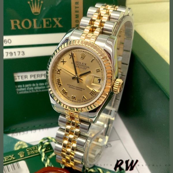 Rolex Datejust 179173 Champagne Roman Numeral Dial 26MM Lady Replica Watch - Image 2