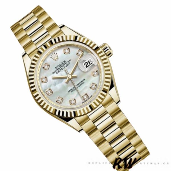 Rolex Datejust 279178 Mother Of Pearl Dial Fluted Bezel 28mm Lady Replica Watch - Image 3