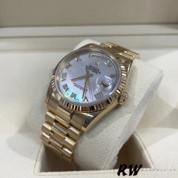 Rolex Day-Date 118238 White Mother of Pearl Roman Dial 36mm Unisex Replica Watch - Image 2