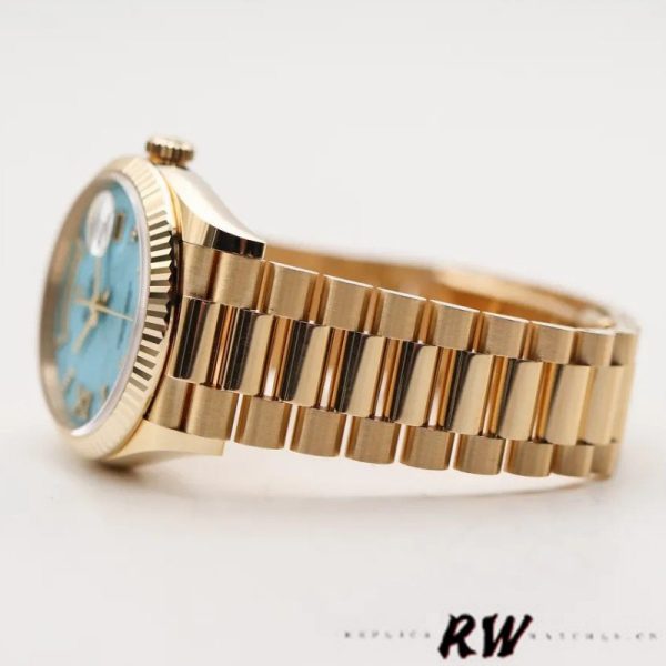 Rolex Day-Date 128238 Fluted Bezel Turquoise Diamond Dial 36MM Unisex Replica Watch - Image 4