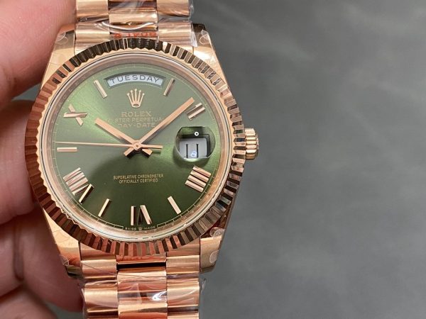 Rolex Day Date 40 18k Everose Gold Olive Green Dial m228235 0025 40mm - Image 3